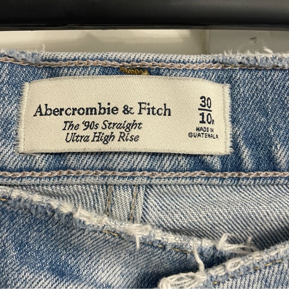 Abercrombie & Fitch 90s Straight Ultra High Rise Jeans Criss Cross Waist 10R/30 - Picture 7 of 12
